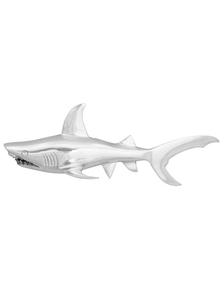 Scultura squalo  Argento 68x20x24 cm Alluminio