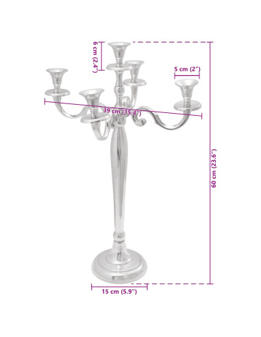 Candelabro Argento 39 x 39 x 60 cm Alluminio