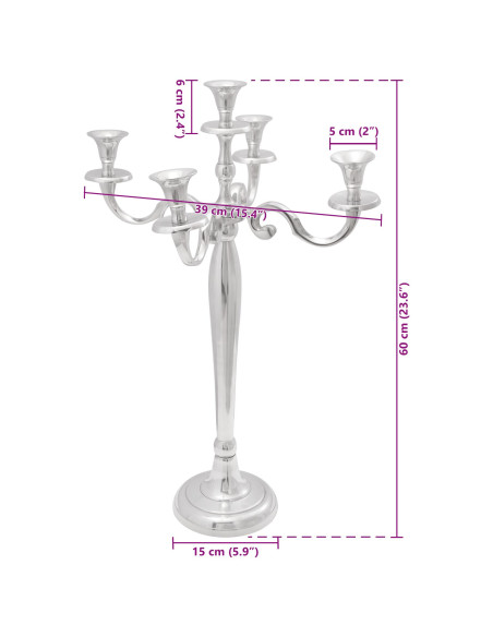 Portacandele  Argento 39x39x60 cm in Alluminio