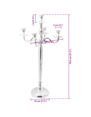 Candelabro Argento 32 x 32 x 79,5 cm Alluminio