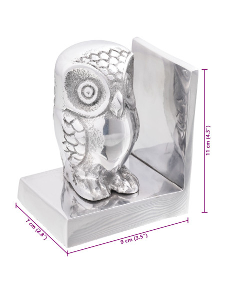 Fermalibri  2 pcs Argento 7x9x11 cm Alluminio Gufo