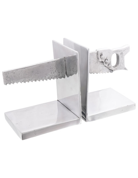 Fermalibri 2 pz Argento 11x14x17,5 cm Alluminio Seghettato