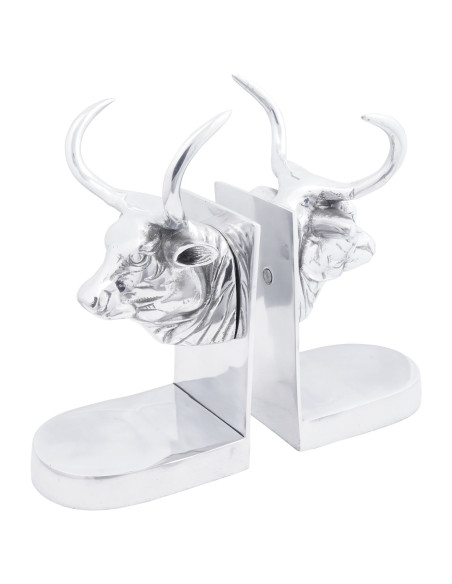 Fermalibri 2 pz Argento 17x15x27 cm Alluminio Toro