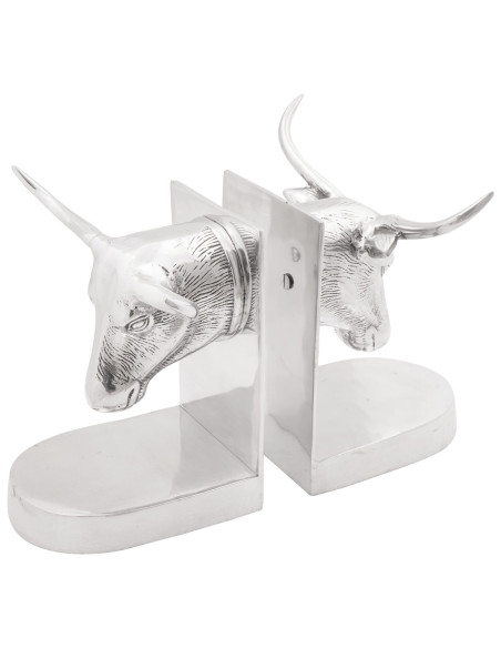 Fermalibri 2 pz Argento 21,5x15,5x20 cm Alluminio Toro