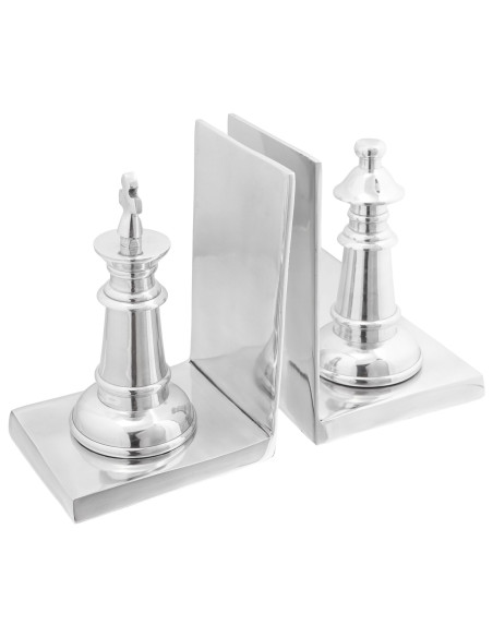 Fermalibri 2 pcs Argento 11x12x19,5 cm Alluminio Scacchi