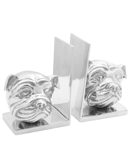 Fermalibri 2 pcs Argento 8x12x16,5 cm Alluminio Cane