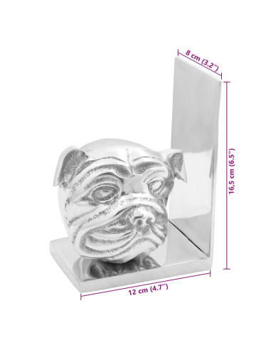 Fermalibri 2 pcs Argento 8 x 12 x 16,5 cm Alluminio