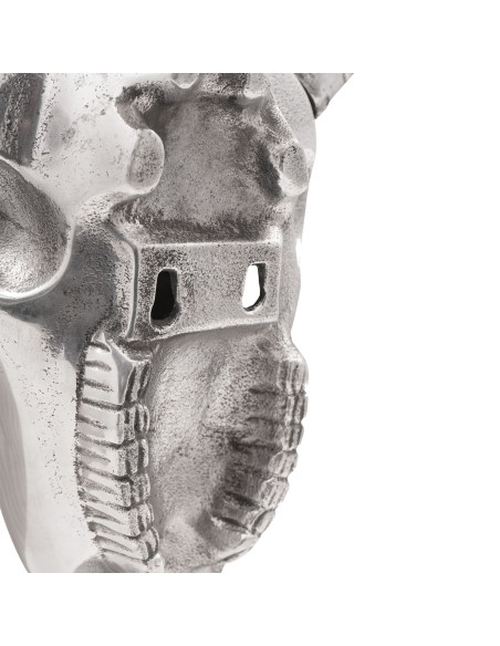 Teschio di Toro da Parete Argento 49x10x36 cm Alluminio