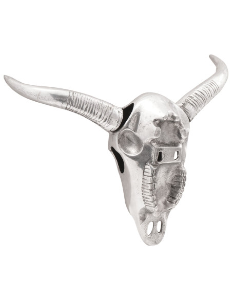 Teschio di Toro da Parete Argento 49x10x36 cm Alluminio