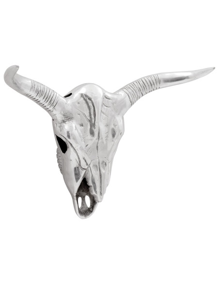 Teschio di Toro da Parete Argento 49x10x36 cm Alluminio