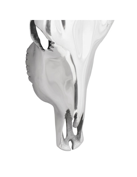 Teschio di Toro da Muro Argento 34x13x53 cm Alluminio