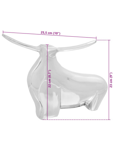 Scultura di toro Argento 37 x 44 x 17 cm Alluminio