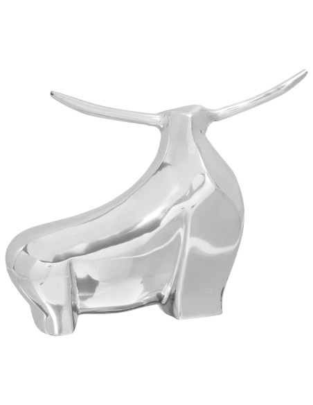 Scultura di Toro  Argento 37x44x17 cm in Alluminio