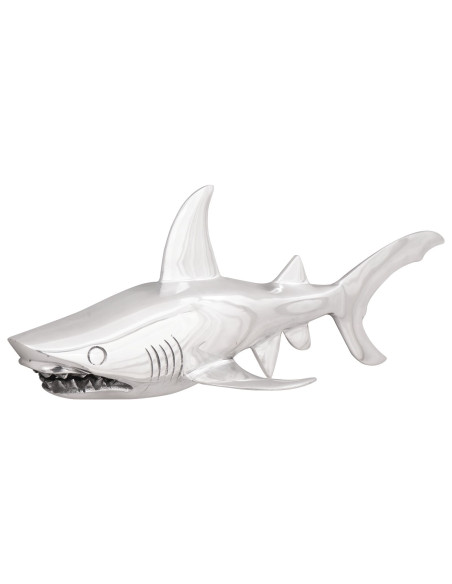 Scultura squalo  Argento 68x20x24 cm Alluminio