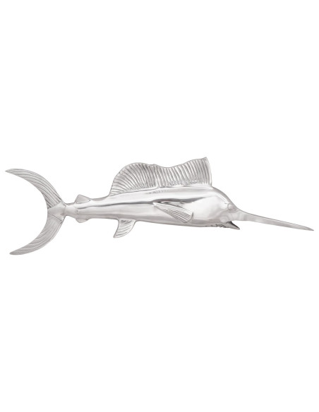 Pesce Spada da Muro Argento 91x8x26 cm in Alluminio