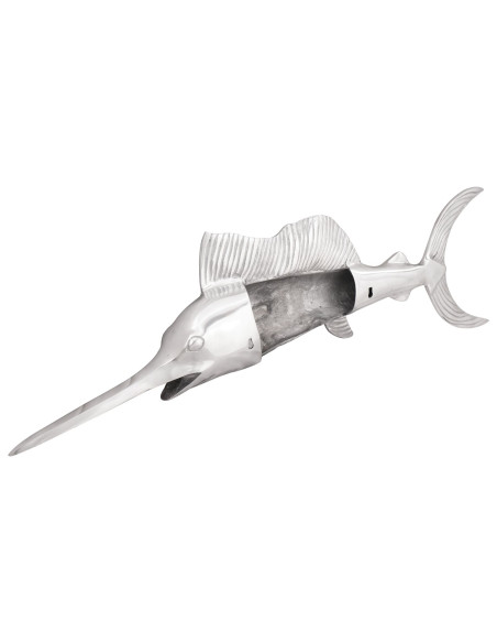Pesce Spada da Muro Argento 91x8x26 cm in Alluminio
