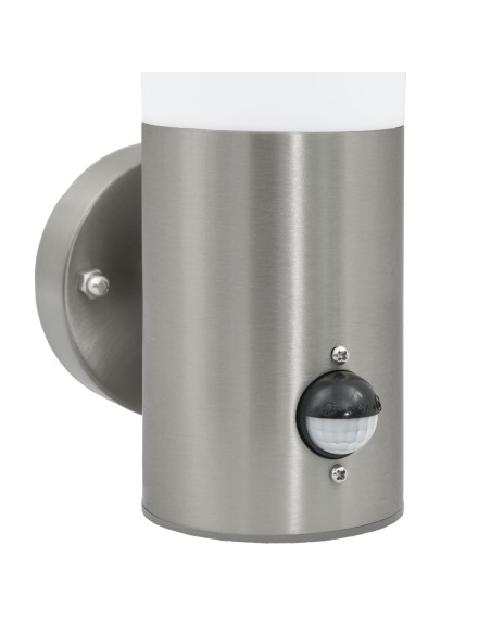 Applique da esterno  con sensore in acciaio inox argento IP44