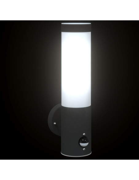 Lampade da esterno  con sensore 2 pezzi Acciaio inossidabile nero IP44