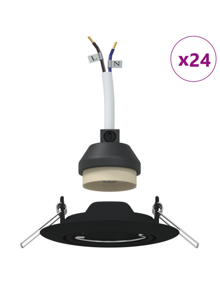 Lampade Set da 24 Nero Plastica 9 cm Moderno