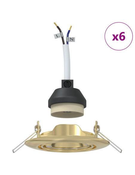 Lampade Set di 6 Oro Metallo 9 cm Moderno Luci Incassate