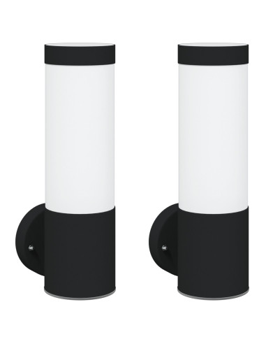 Lampada da Parete Esterna 2 pcs Nero 12 x 8,5 x 27 cm