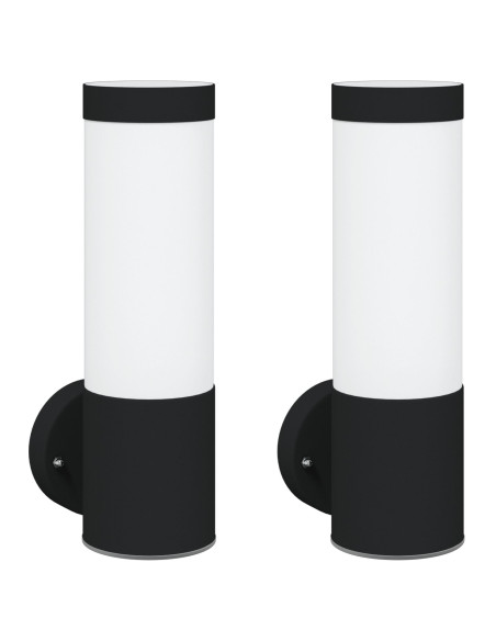 Lampada da Parete Esterna 2 pcs Nero 12 x 8,5 x 27 cm