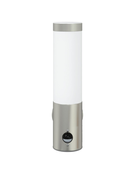 Applique da esterno  con sensore in acciaio inox argento IP44