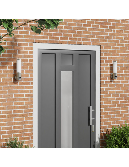 Luci da esterno  con sensore 2 pezzi Acciaio inox Argento IP44