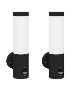 Lampada da Parete Esterna 2 pcs Nero 12 x 8,5 x 29 cm 2
