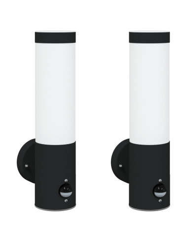 Lampada da Parete Esterna 2 pcs Nero 12 x 8,5 x 29 cm