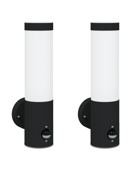 Lampade da esterno  con sensore 2 pezzi Acciaio inossidabile nero IP44