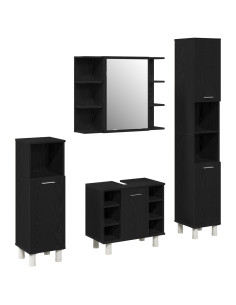 Set di mobili per il bagno 4 pcs Nero 30 x 30 x 179,5 cm