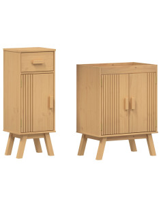 Set di mobili per il bagno 2 pcs Marrone Legno massello di pino