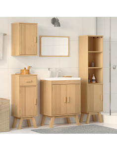 Set di mobili per il bagno 4 pcs Marrone Legno massello di pino