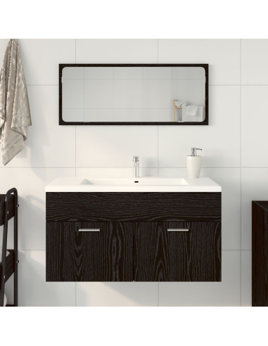 Set di mobili per il bagno 2 pcs Rovere Nero Legno multistrato