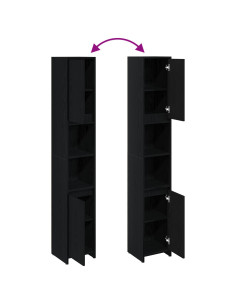 Mobile da Bagno con porta Rovere Nero 30 x 30 x 183,5 cm