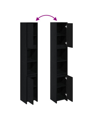Mobile da Bagno con porta Rovere Nero 30 x 30 x 183,5 cm