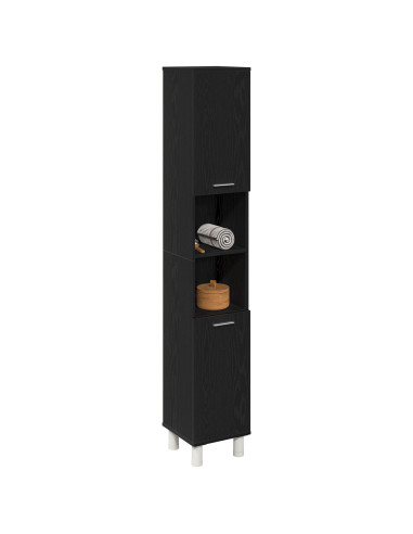 Mobile da Bagno Rovere Nero 30 x 30 x 179 cm Legno multistrato