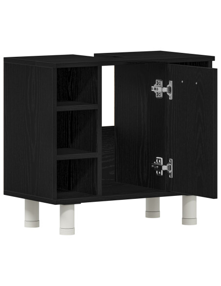 Armadio da Bagno  Nero Rovere 60x32x54 cm Legno ingegnerizzato