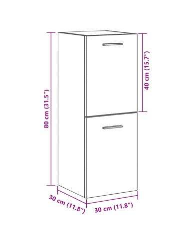 Mobile da Bagno Rovere Nero 30 x 30 x 80 cm Legno multistrato