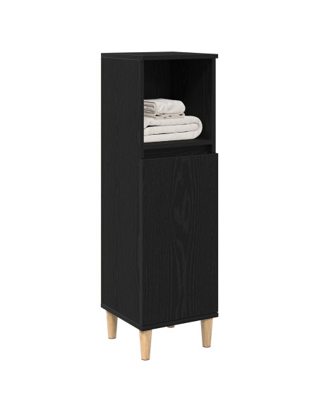 Armadio da bagno  Nero Rovere 30x30x100 cm Legno ingegnerizzato