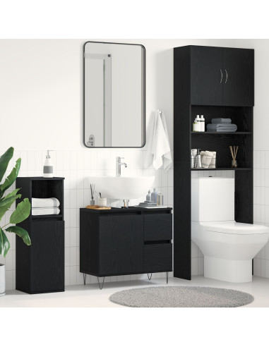 Armadio per Lavabo da Bagno Rovere Nero 65 x 33 x 60 cm