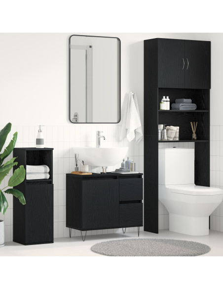 Armadio per Lavabo da Bagno Rovere Nero 65 x 33 x 60 cm