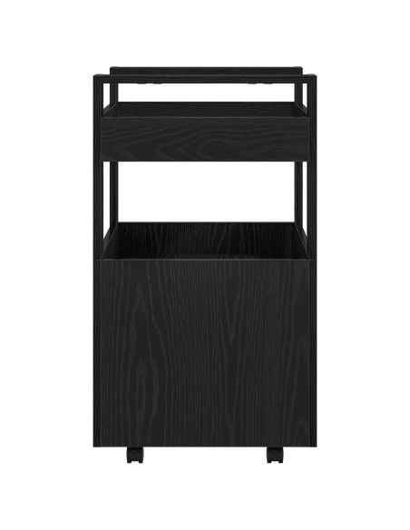 Carrello da Cucina  Nero Rovere 60x45x80 cm Legno Ingenerizzato