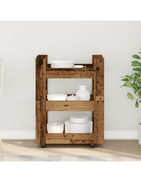 Carrello da Cucina  in Legno Vecchio 60x45x80 cm in Legno Ingegnerizzato