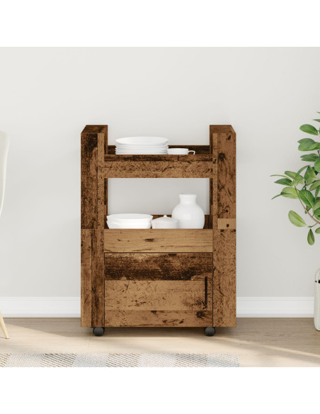 Carrello da Cucina  in Legno Invecchiato 60x45x80 cm in Legno Ingegnerizzato