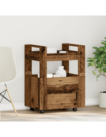 Carrello da Cucina  in Legno Invecchiato 60x45x80 cm in Legno Ingegnerizzato