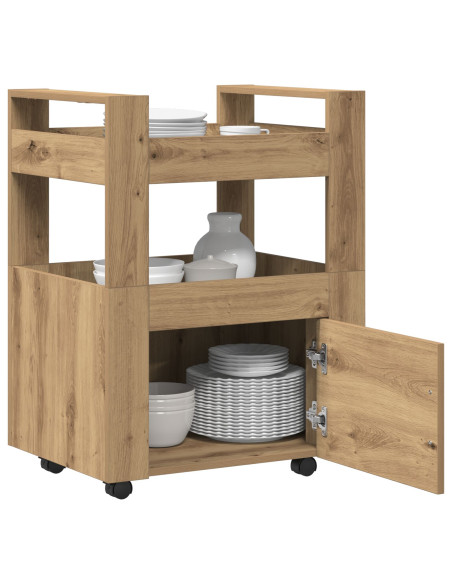 Carrello da Cucina  Rovere Artigianale 60x45x80 cm Legno Ingegnerizzato