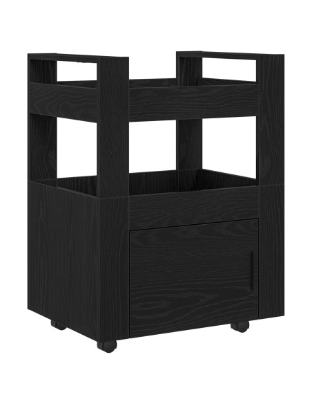 Carrello da Cucina  Nero Rovere 60x45x80 cm Legno Ingenerizzato