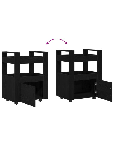 Carrello da Cucina Rovere nero 60 x 45 x 80 cm